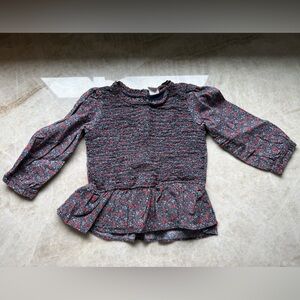Gap Smocked Floral Long Sleeve Ruffle Bottom Top - Size 2T